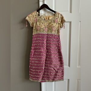 Elegant Pink and Gold Dress